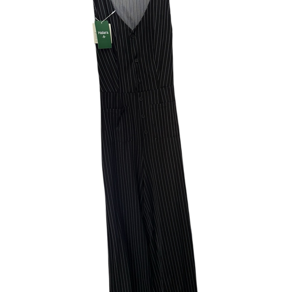 HALARA Black and White Pinstripe Jumpsuit - Picture 7 of 7